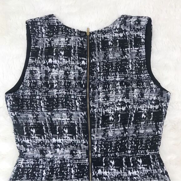 PIM‎ + LARKIN Metallic Tweed Mini Sheath Dress Sleeveless Gray Black Size Medium - Picture 6 of 12